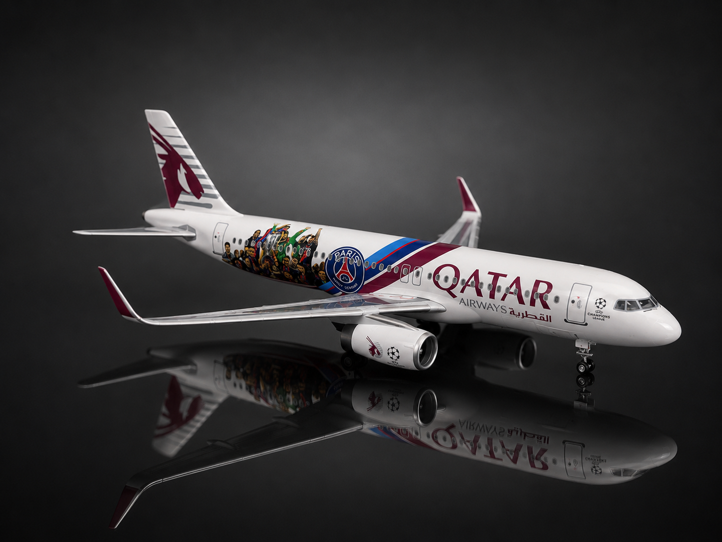 Airbus A320 Qatar 🇶🇦 livrée PSG - Échelle 1:85 - 47 cm Finition Premium avec Led
