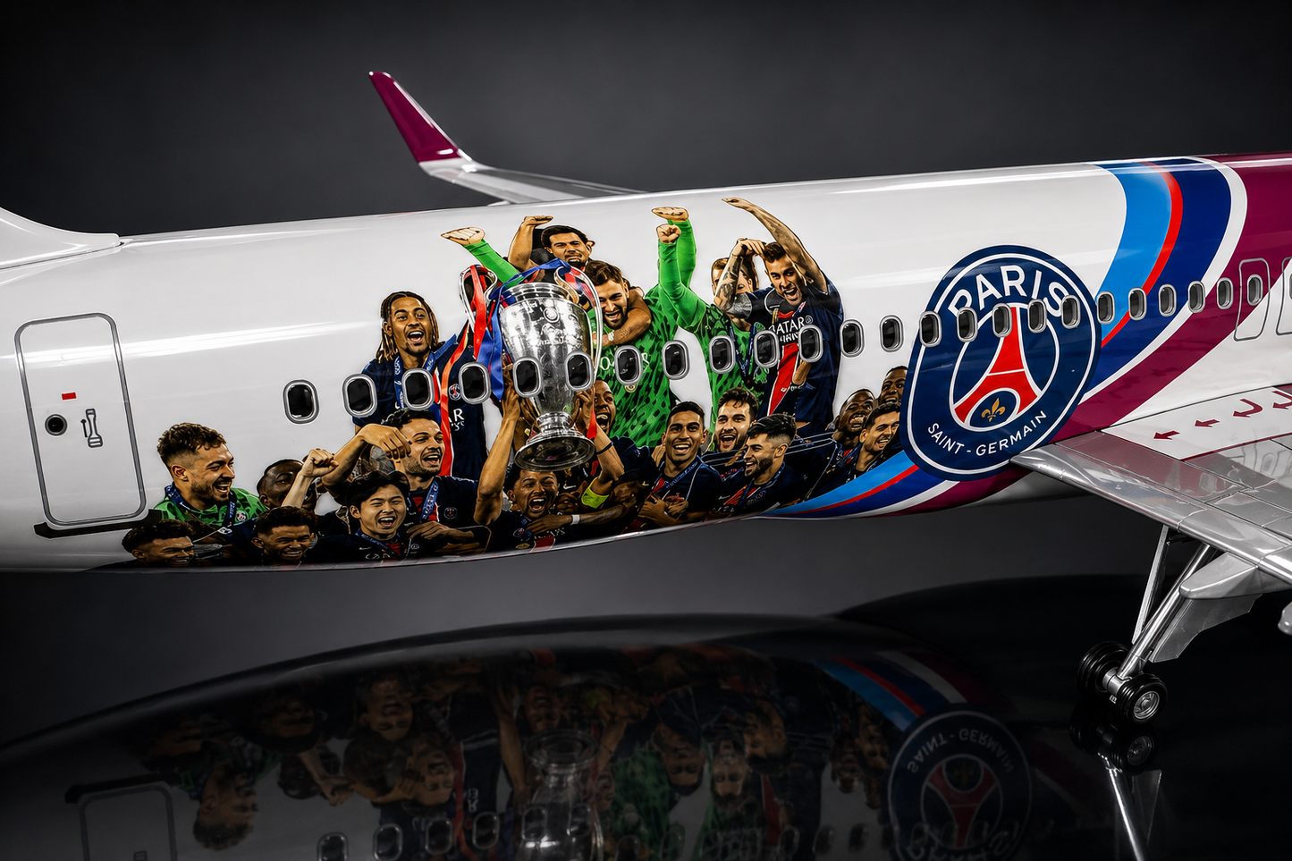 Airbus A320 Qatar 🇶🇦 livrée PSG - Échelle 1:85 - 47 cm Finition Premium avec Led