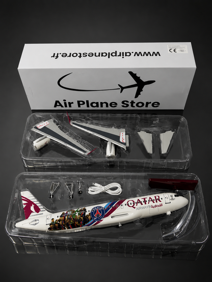 Airbus A320 Qatar 🇶🇦 livrée PSG - Échelle 1:85 - 47 cm Finition Premium avec Led