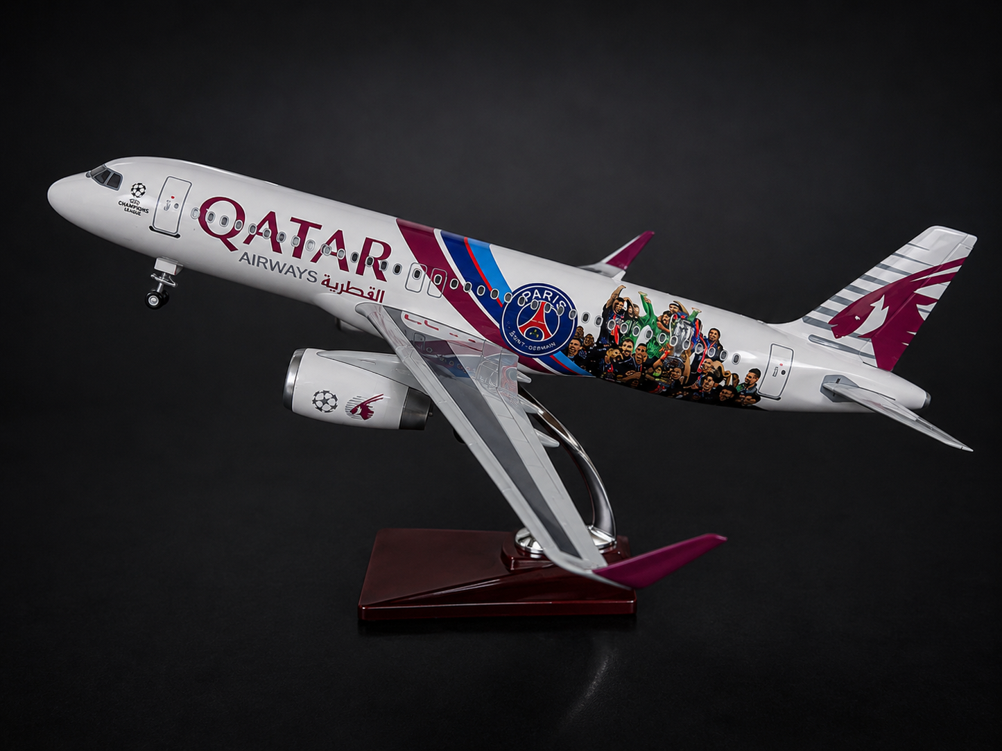 Airbus A320 Qatar 🇶🇦 livrée PSG - Échelle 1:85 - 47 cm Finition Premium avec Led